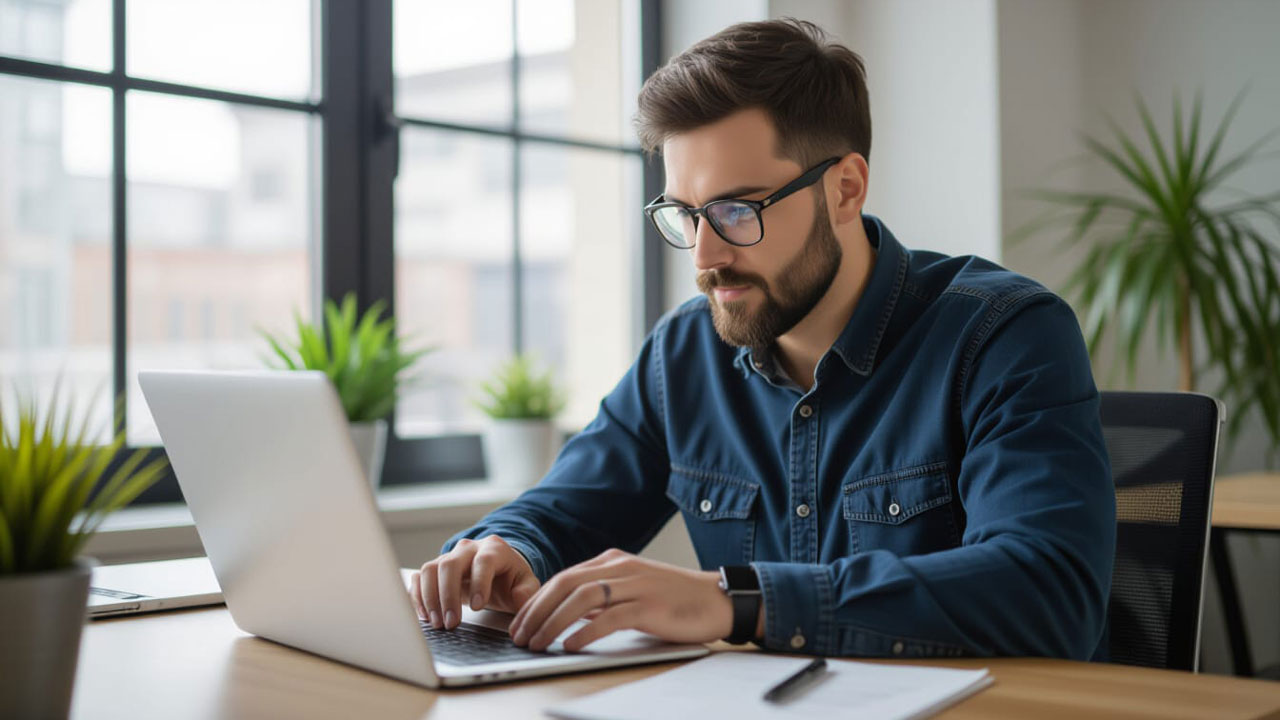 Copywriter SEO lavora su laptop